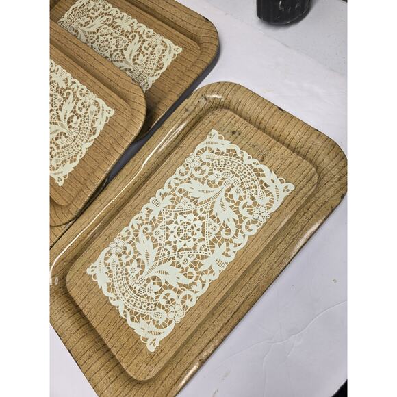 Vintage MCM Metal TV/Lap Trays , Set Of 4 Flower Power RETRO - Picture 4 of 13